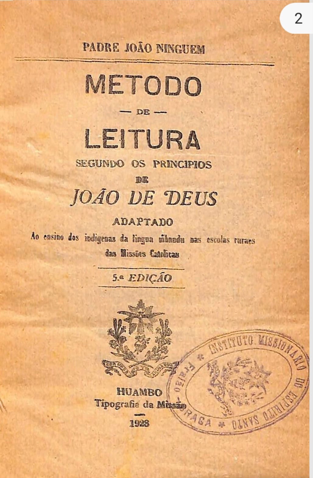 O ABC dos vimbundus nas escolas indígenas das missões católicas